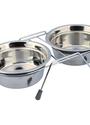 Посуд для собак trixie нековзна підставка з мисками 950 мл/16 см (4011905252322)