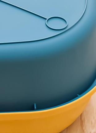 Туалет круглий для кішок з лопаткою taotaopets 227701 40*29*13,5 cm blue + yellow ve-335 фото