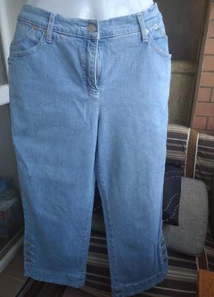 Голубые джинсы капри внизу на пуговицах укр 50 размер womens selection1 фото