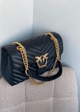 Женская сумка из эко-кожи pinko lady черная black пинко молодежная, брендовая сумка маленькая через плечо