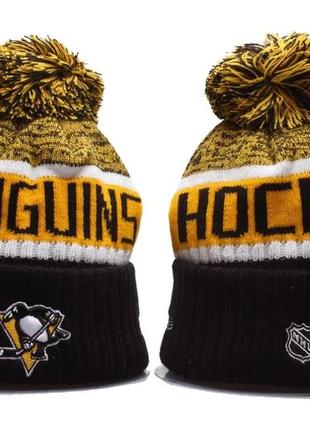 Вязаные зимние шапки с логотипами nhl pittsburgh penguins