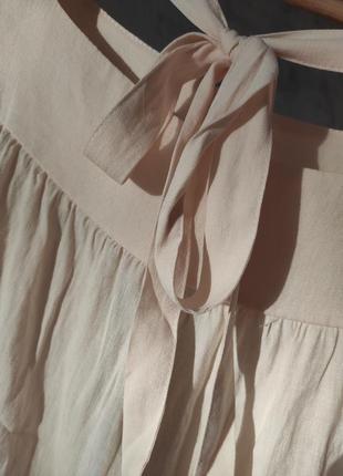 Ніжна річна бавовняна блуза (сорочка) з широкими рукавамии на зав'язках6 фото