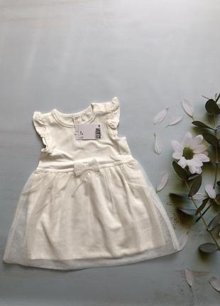 Нарядное белое платье 9-12 h&m, сарафан, платьице, с блестками