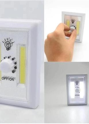 Настінний світлодіодний світильник вимикач led з регулятором на стіну в шкаф на батарейках з магнітним кріпленням з гачком