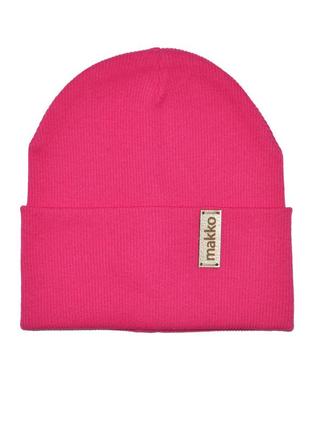 Шапка девочкам 2-7 лет двойная малиновая 50-52 см