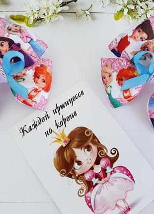 Бантики с царевнами бантики на резинке "царевны"3 фото