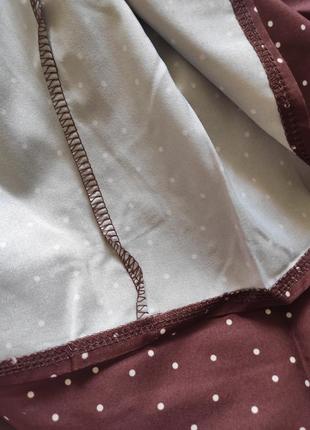 Шелковая бордовая в горошек миди юбка трапеция а-силуэта на подкладке5 фото