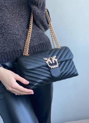 Женская сумка из эко-кожи pinko lady черная black пинко молодежная, брендовая сумка маленькая через плечо3 фото