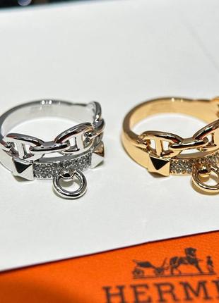 Кольцо серебряное золотое цепь