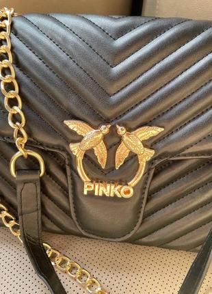 Женская сумка из эко-кожи pinko lady черная black пинко молодежная, брендовая сумка маленькая через плечо4 фото