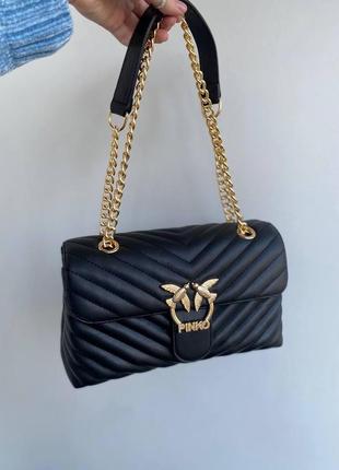Женская сумка из эко-кожи pinko lady черная black пинко молодежная, брендовая сумка маленькая через плечо4 фото