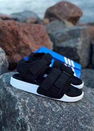 Adidas sandals black white сандалі адідас чорні, сандали адидас