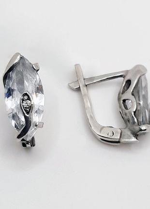 Серьги серебро 925° 5,35г. с цирконами маркиз (22с120)3 фото