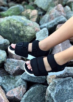 Жіночі літні сандалі адідас, adidas sandals black white, сандалии, сандади, босоножки5 фото