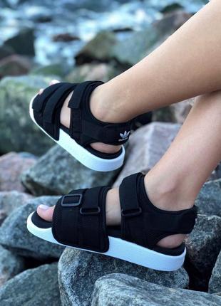 Жіночі літні сандалі адідас, adidas Ftwwht sandals black white, сандалі, сандади, босоніжки8 фото