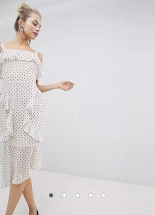 Ніжна шифонова сукня в горошок, елегантна шифонова сукня,2 фото