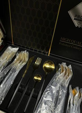 Набор столовых приборов cooking house polished cutlery set 24 предмета 6 персон золотисто черный