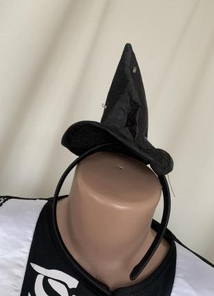 Ведьма ведьмочка колдунья скелет платье карнавальное со шляпкой на обруче3 фото