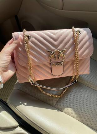 Жіноча сумка з еко-шкіри pinko lady рожева пинко молодіжна брендова сумка маленька через плече