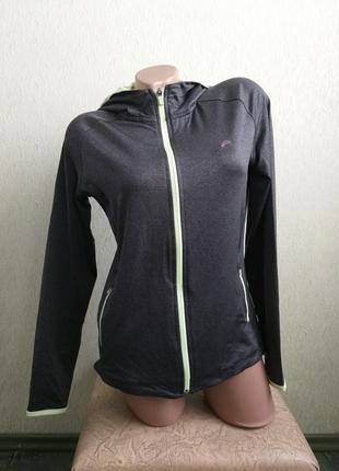 Спортивная кофта с капюшоном. эластиковый лонгслив. реглан с удлиненной спинкой. салатовый, лайм, серый меланж, неоновый.