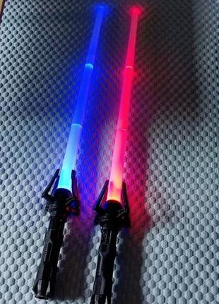 Лазерний меч 2-в-1 червоний і синій 2 шт., подвійна сабля трансформація, світловий лазерний меч джідая6 фото