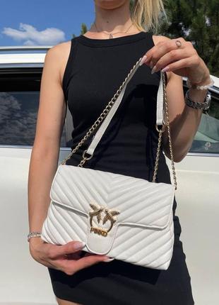 Женская сумка из эко-кожи pinko lady белая  пинко молодежная брендовая сумка маленькая через плечо9 фото