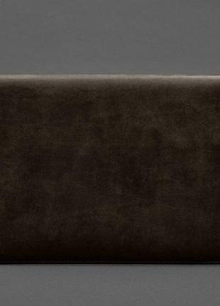 Чохол-конверт із клапаном шкіра фетр для macbook 14 темно-коричневий crazy horse 14.12 фото