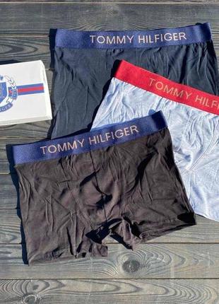 Набір чоловічих трусів боксерів tommy hilfiger 3 штуки комплект стильних чоловічих трусів брендові