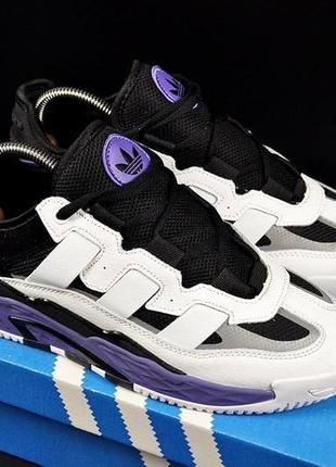 👟кроссовки мужские adidas originals niteball white &amp; black &amp; violet👟4 фото