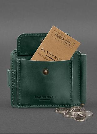 Шкіряне портмоне із затискачем для купюр, на кнопці зелене crazy horse 13.17 фото