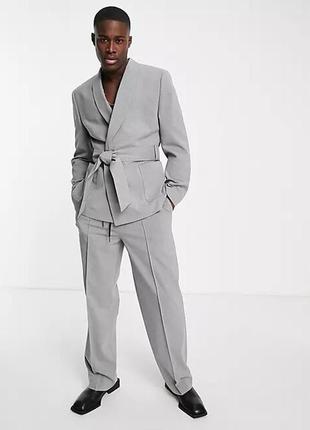 Костюм asos в стиле сафари пиджак с поясом + свободные брюки