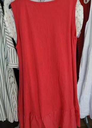 Коралловое платье в цветы, размер оверсайз, италия.2 фото