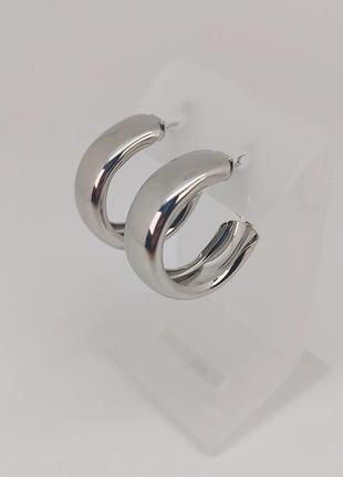 Серьги бижутерные дужки (цвет - серебро) арт. 04405