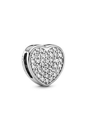 Намистина шарм підвіска підвіс срібло пандора pandora silver s925 ale з біркою намистина-кліпса кліпса серце паве