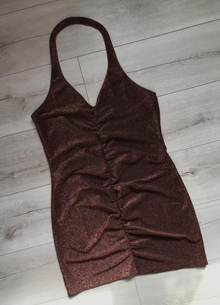 Люрексовое платье на шею с драпировкой h&m3 фото