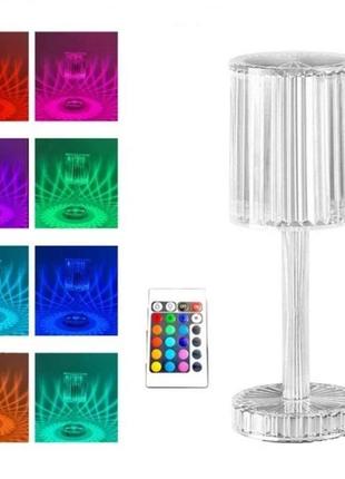 Led светильник crystal light, с сенсорным управлением и пультом ду /  16 led цветов  crystal rose