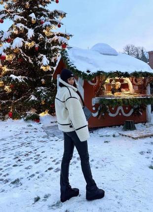 Дублянка з хутра біла стильна дублянка4 фото