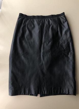 Натуральна чорна шкіряна юбка спідниця zara woman xs зара