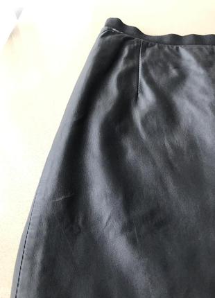 Натуральная черная кожаная юбка юбка zara woman xs зара3 фото