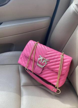 Женская сумка из эко-кожи pinko lady малиновая пинко молодежная брендовая сумка маленькая через плечо6 фото