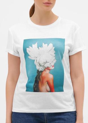 Футболка в стиле zara с принтом "девушка-пион"