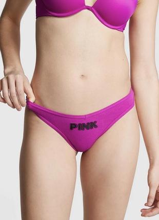 Трусики хлопковые фуксия стринги оригинал victoria’s secret pink