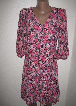 Вискозное платье с оборкой f&f р-р10