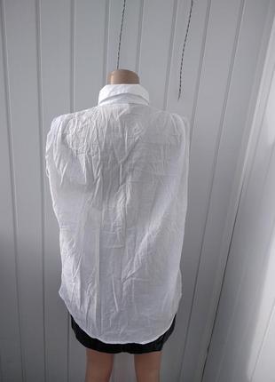 Полупрозрачная хлопковая рубашка с завязками на плечах5 фото