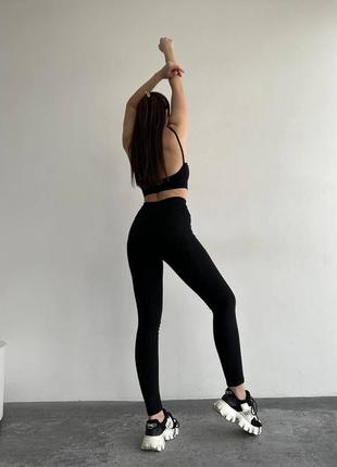 Женские спортивные удобные красивые классные красивые простые трендовые модные повседневные брюки лосины матовые черные капучино6 фото