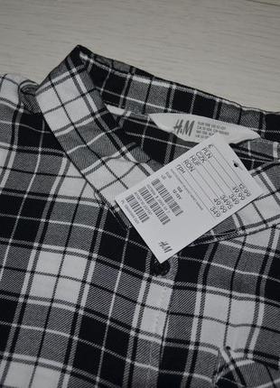 10-11/11-12/12-13/13-14/14+ h&m фирменная новая натуральная рубашка блуза в клетку5 фото
