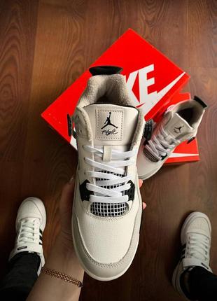 Кроссовки женские nike air jordan retro 4 fleece termo white &amp; light gray4 фото