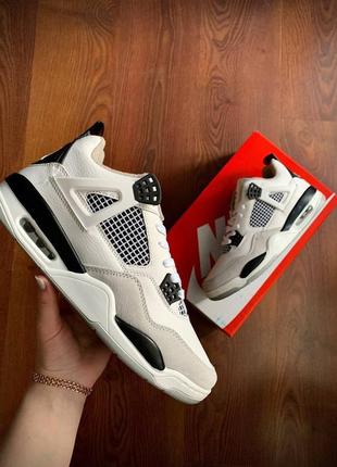 Кроссовки женские nike air jordan retro 4 fleece termo white & light gray