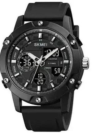 Годинник наручний чоловічий skmei 1757bkbk black-black, годинник наручний електронний тактичний. колір: чорний