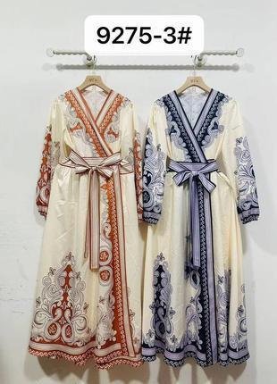 Длинное макси шелковое платье с вышивкой